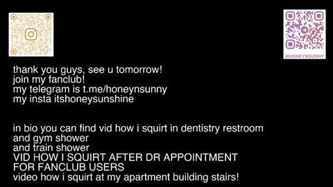 Snapshot of honey_sunshine chatting on December 2024 01:54:02 PM Jenyanew vid how I squirt in forest in bio online show from December 2024 01:54:02 PM